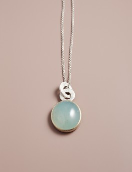 925er Silberhalskette mit Andenopal in 750er Gelbgold gefasst