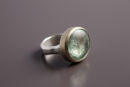  Turmalinquarz in Grün 750er Gelbgold gefasst und Ring aus 925er Silber